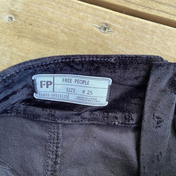 Free People Retro Velvet Black Mini Skirt Size 25 - Picture 2 of 5